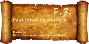 Pavlicsek Zakariás névjegykártya